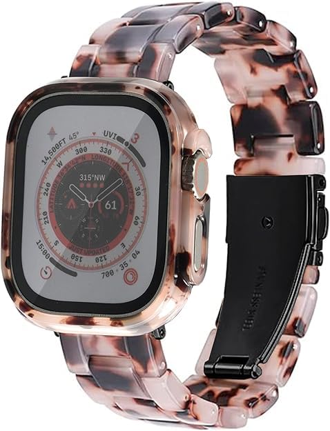 Correa con funda compatible con Apple Watch Ultra 3 2 1 de 49 mm, sin protector de pantalla, correa de resina de moda para mujeres y hombres, para iWatch Ultra