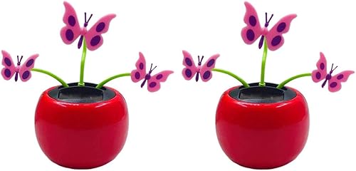 TENDYCOCO 2 piezas de flores bailarinas solares para automóvil, decoración de tablero de instrumentos de coche bailarín con energía solar para