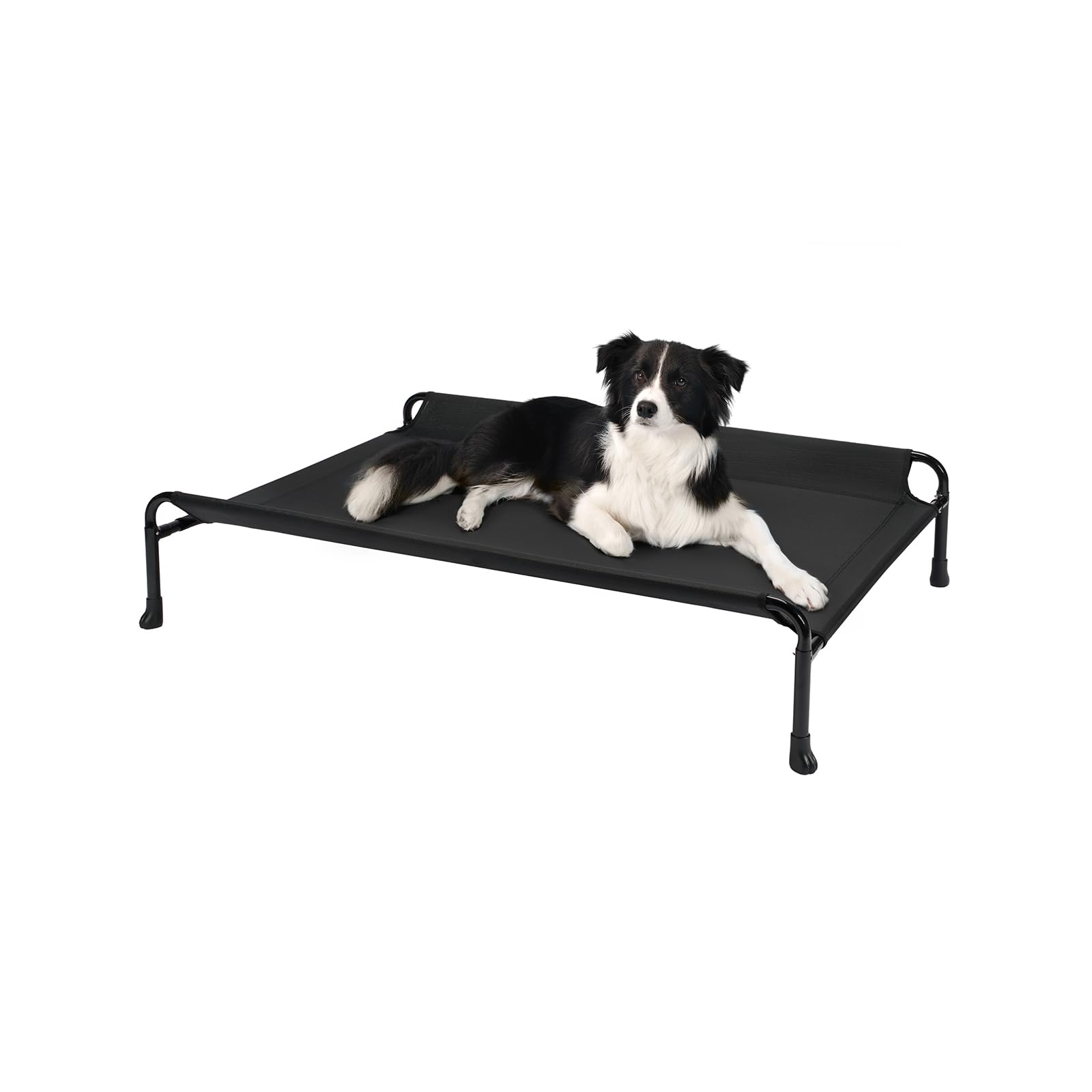 Veehoo Elevated Dog Bed, Cooling Raised Dog Bed with Guardrail & Headrest, Upgraded Non-Slip Silicon Feet, Breathable Tesl...