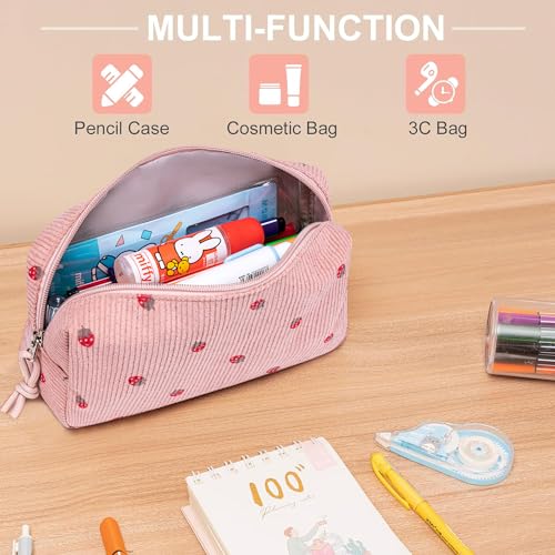 Image of LEDAOU Cute Pencil Case for Kids Girls Pink Pencil Pouch Kawaii Pen Pencil Box Bag Holder for School Students