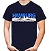 Produktbild Hamburg Skyline Männer und Herren T-Shirt | Fussball Ultras Geschenk (XL, Navy)