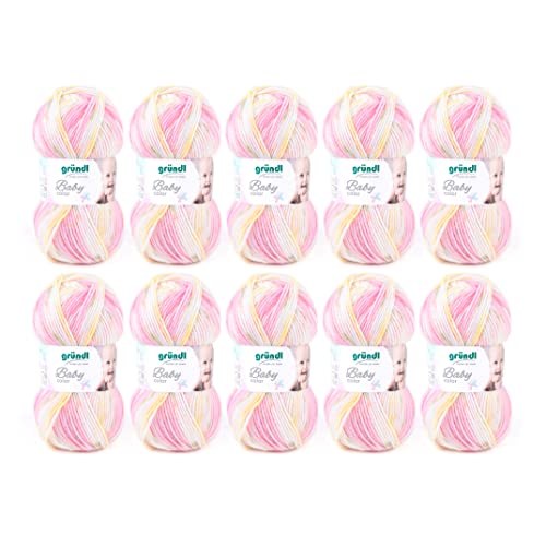 Gründl Laine Baby color – laine pour bébé à crocheter et à tricoter avec dégradé de couleurs – 70% acrylique, 30% polyamide – 10 pelotes 50 g /...