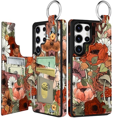 Shorogyt for Samsung Galaxy S25 Ultra Wallet Case, Mushroom Flower - image 1