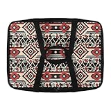 Kathyboom Tribal Pattern Pizza Delivery Bag with Handle Portable Insulated Casserole Bag Anti Oil Food Carrying Bag Lasagna Holder Tote Bag for Parties Potluck Cookout