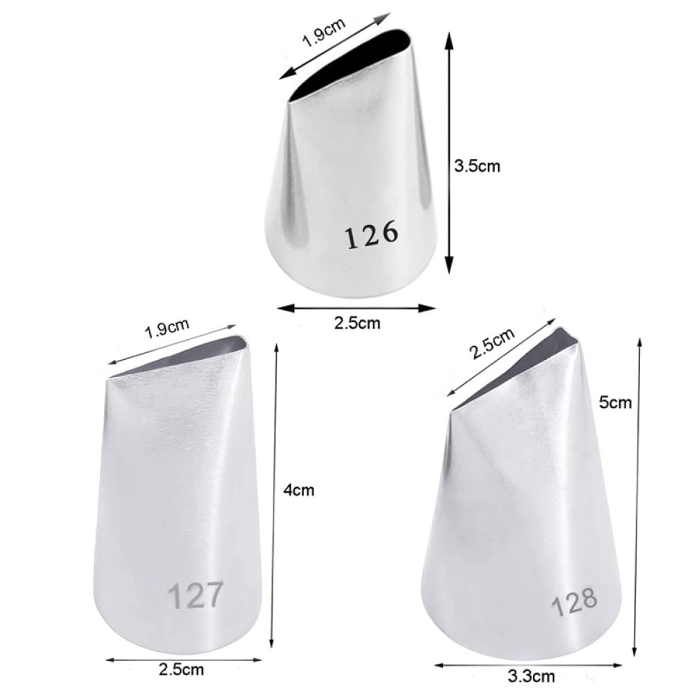 Baking Supplies - Juego de 3 boquillas de pastelería de pétalos de rosa para decoración de pasteles, cocina, magdalenas, confitería, glaseado, pastelería, decoración de pasteles, 3 unidades