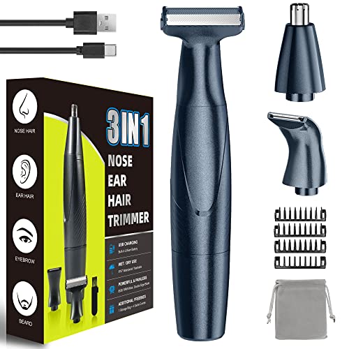 Nasenhaartrimmer, 3 in 1 Nasenhaarschneider USB Wiederaufladbar Ohrhaarschneider, Professioneller Schmerzfreier Augenbrauen- und Gesichtshaarschneider, Haarschneider mit AKKU, für Männer und Frauen Nasenhaartrimmer, 3 in 1 Nasenhaarschneider USB Wiederaufladbar Ohrhaarschneider, Professioneller Schmerzfreier Augenbrauen- und Gesichtshaarschneider, Haarschneider mit AKKU, für Männer und Frauen