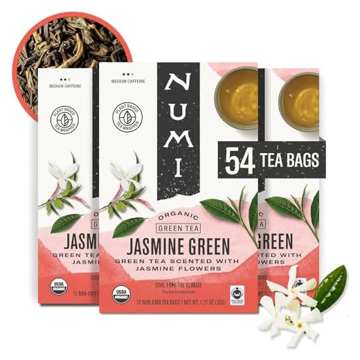 Numi Organic Tea Jasmine Green, 18 Count (Pack of 3) Box of Tea Bags (Packaging May Vary)