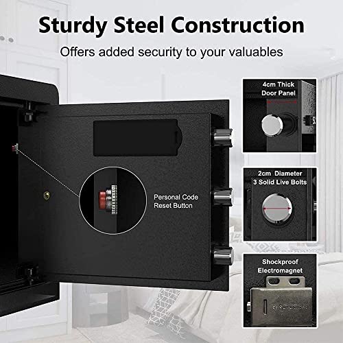 Safe Box Fireproof Waterproof,Home Safe Gun Safe With Digital Keypad Lock Wall Safe Fireproof Safe,Hotel Safe And Office Safe With Electronic Safe,Security Steel Safe ,15.8 X 15 X 12.2",Lcd(1.7Cub) #TOP7