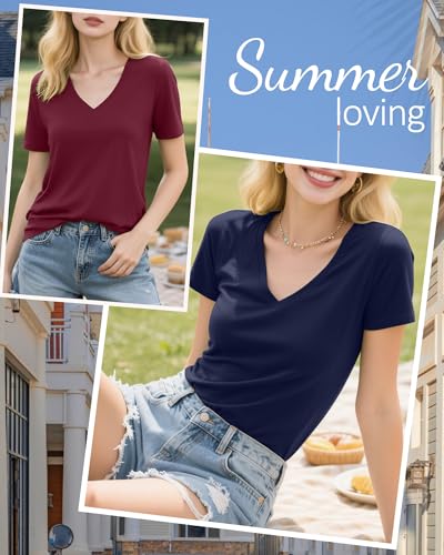 Ficerd 3 Pack Women's Short Sleeve Tunic Tops, V Neck Curved Hem Shirt Casual Summer Basic Tshirts Tee Blouse4