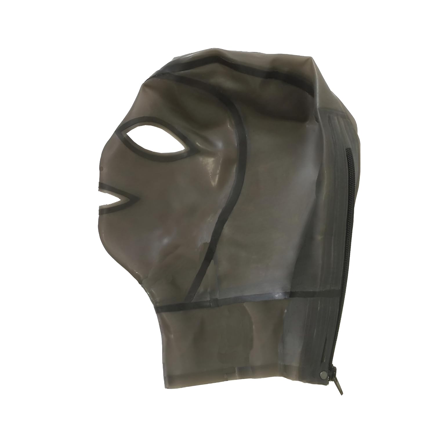 IOKUKI Transparent Black Latex Hood for Men Women,Latex Rubber Mask Handmade Full Face Mask with Back Zipper-M - Image 3