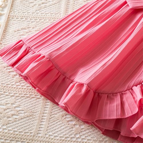 Girl's Dresses Ruffle Sleeve Tiered Swing A-Line Dress Toddler Cute Midi Casual 𝗦undress Summer Beach Dress4