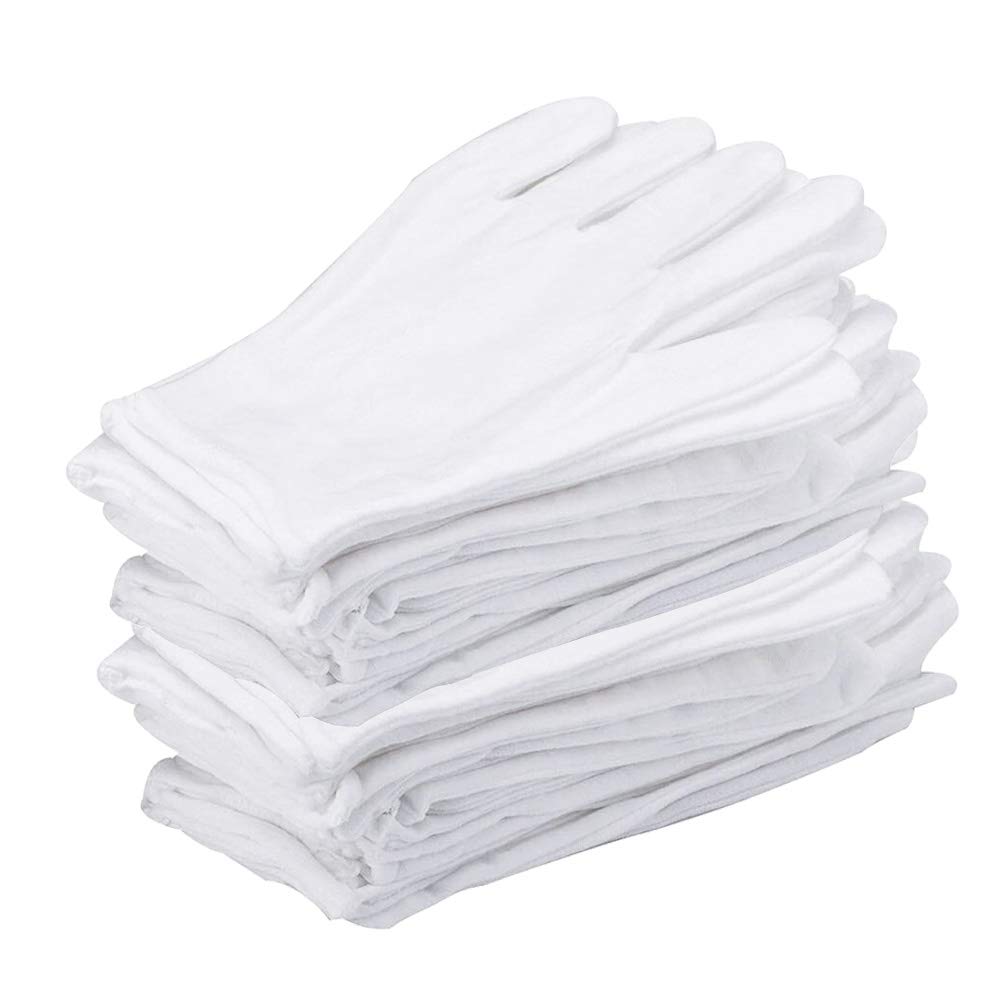 5 Paires Gants Coton Blanc - Gants Protection Réutilisables Taille M Pour Serveurs Et Bijouterie