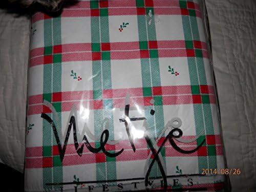 Vintage Red and Green Plaid Vinyl Tablecloth, 52" X 90" Tablecloth