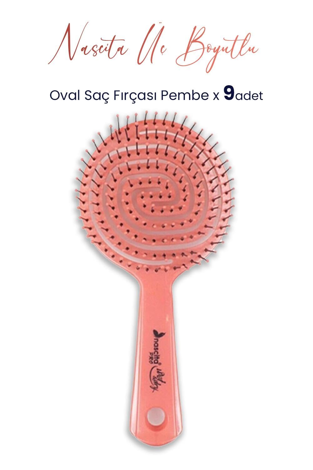 Nascita Professional Üç Boyutlu Oval Saç Fırçası Pembe x 9 Adet