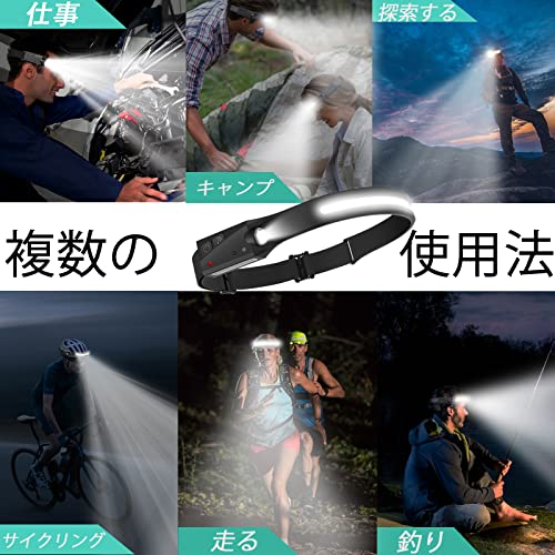 ライトLEDヘッドランプ懐中電灯 USB充電可能アウトドアヘッ