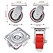 4 Pack 4-inch Heavy Duty Caster Wheels, Red Polyurethane Caster with Swivel Top Plate, 3000lb Total Capacity, for Rack Case, Home Furniture, Industrial Trailer (2 Rigid & 2 Swivel)