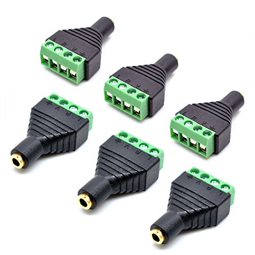 Kit 6 adaptadores Conector 2.5mm hembra a bloque terminal miniatura 1