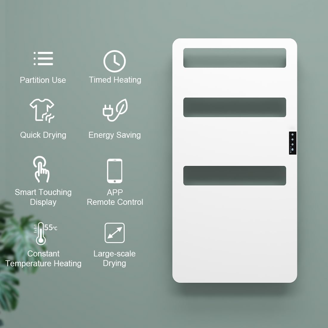 Towel Warmer with Timer for Bathroom, WiFi App Remote Control, Heated Towel Rack Wall Mounted, Electric Towel Warmers, Bath Towel Heater, Bath Towel Dryer, Hardwired or Plug-in - 35.4 x18 inch