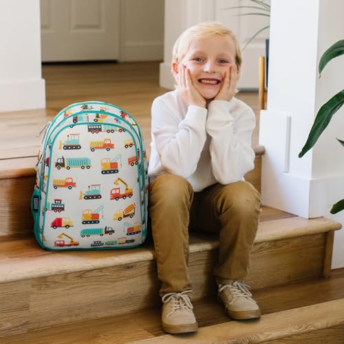 Image of Wildkin 15 Inch Backpack for Kids, Modern Construction | Ages 5-10, padded straps, side water bottle pocket - coordinates with matching Wildkin lunch boxes