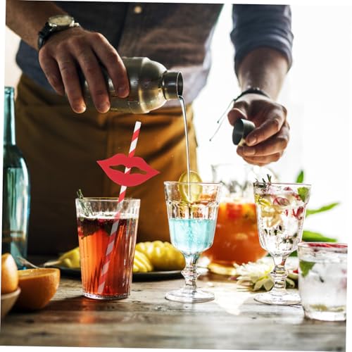 40 pitillos decorativos con labios rojos para fiesta miniatura 4