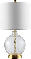 Safavieh Lighting Collection Lovell Clear Glass/ Gold 22-inch Bedroom Living Room Home Office Desk Nightstand Table Lamp (LED Bulb Included)