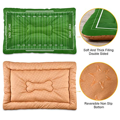 Image of Blueangle American Football Field Dog Bed Cat Bed, Rectangle Comfortable Pet Bed, Ultra Soft Calming Dog Bed for Small Medium Large Dogs, 36 inch x 24 inch