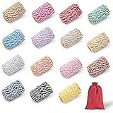 Bakers Twines Cotton Twine – 2mm 100% Natural Twine String Cords for DIY Art & Crafts, Christmas Wrapping, Home Decoration & Tags - 15 Rolls Assorted Color Baker’s Twine Ropes (82 Feet/Roll)