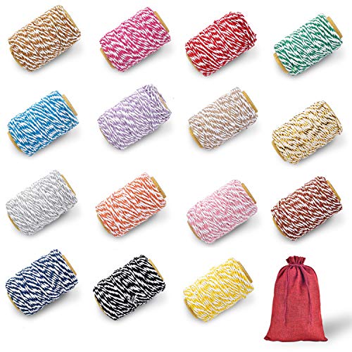 Bakers Twines Cotton Twine – 2Mm 100% Natural Twine String Cords For Diy Art & Crafts, Christmas Wrapping, Home Decoration & Tags - 15 Rolls Assorted Color Baker’s Twine Ropes (82 Feet/Roll) #TOP17