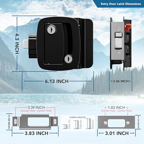 Image of Leisure Locks Upgraded RV Travel Trailer Entry Door Lock Polar Black Paddle Deadbolt 3-Pack (3)