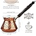 Volarium Turkish Coffee Pot, Greek Arabic Coffee Maker, Thickest Solid Hammered and Engraved Copper Coffee Cezve with Premium Wooden Handle (16 fl oz)