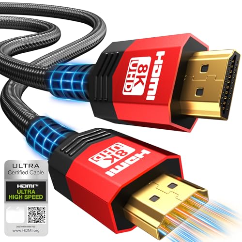 Image of 8K Certified HDMI 2.1 Cable 6 FT,48Gbps Ultra High Speed Braided Gaming Cord,Support 10K 8K@60Hz 4K@120Hz /144Hz DTS:X HDCP 2.2&2.3 eARC HDR10 VRR Compatible for RTX 5090 /PS5 /Xbox X /S /TV