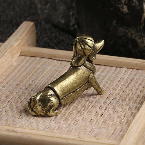 Chien teckel en cuivre tea pet décoration bureau originale - 2