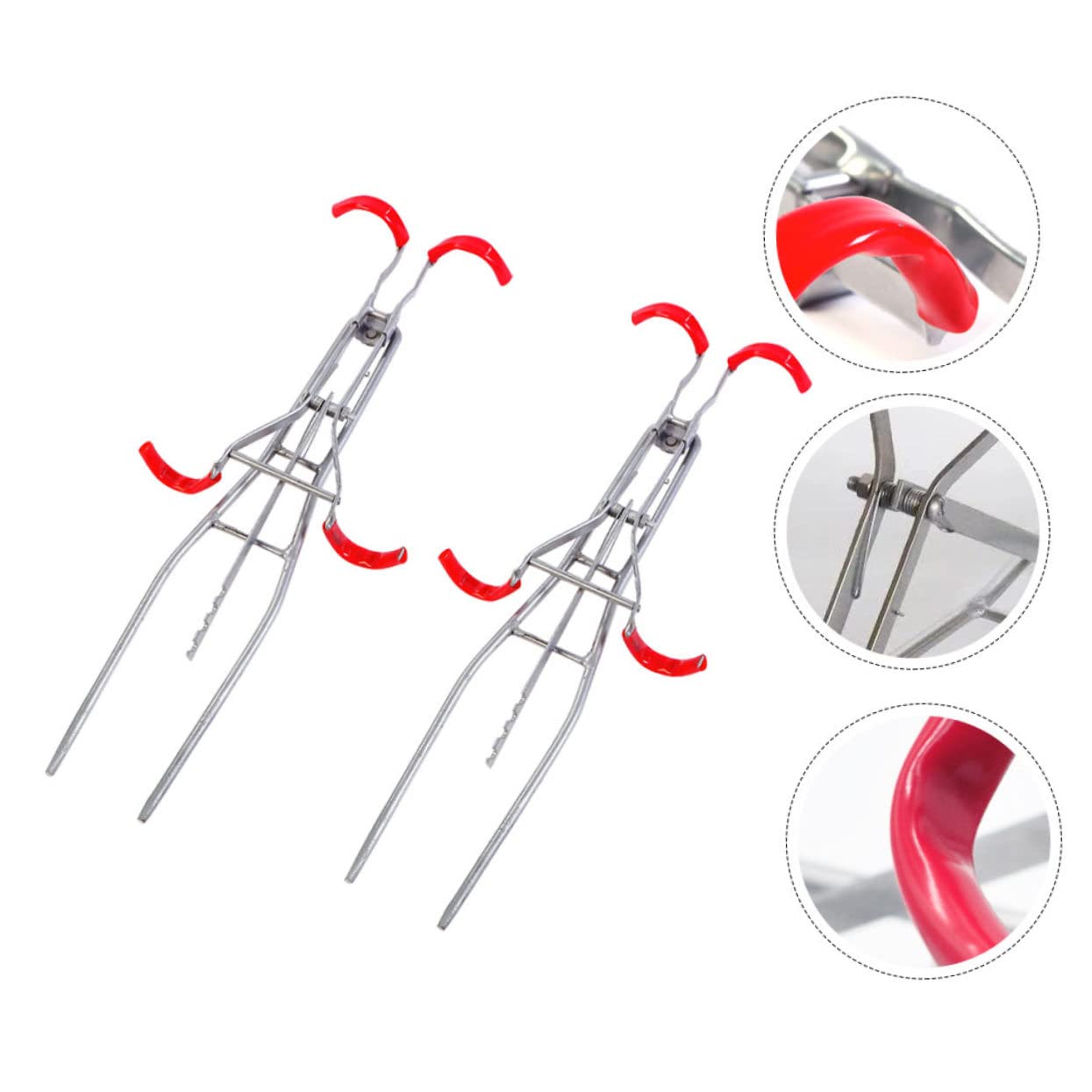 Supports Doubles en Métal Argenté, 2 Pièces, pour Canne à Pêche
