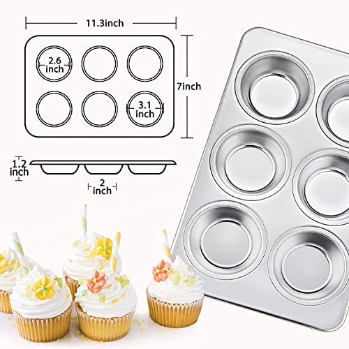 Image of 6-Cup Muffin Tray for Baking | Durable Aluminum Cupcake Tray, Microwave Safe, Easy to Clean Mould | Ideal Mould for Bakery Uses,Cupcakes, Jelly | Multi-Purpose Tray - 10 Inches,Silver