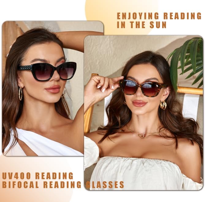 Miniatura 4 de LADEESSE 3 Pack Bifocal Sunglasses For Women Stylish Reading Sun glasses for Women