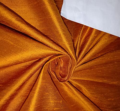 Tissu Dupion soie orange brûlé pour des rideaux et salons chics