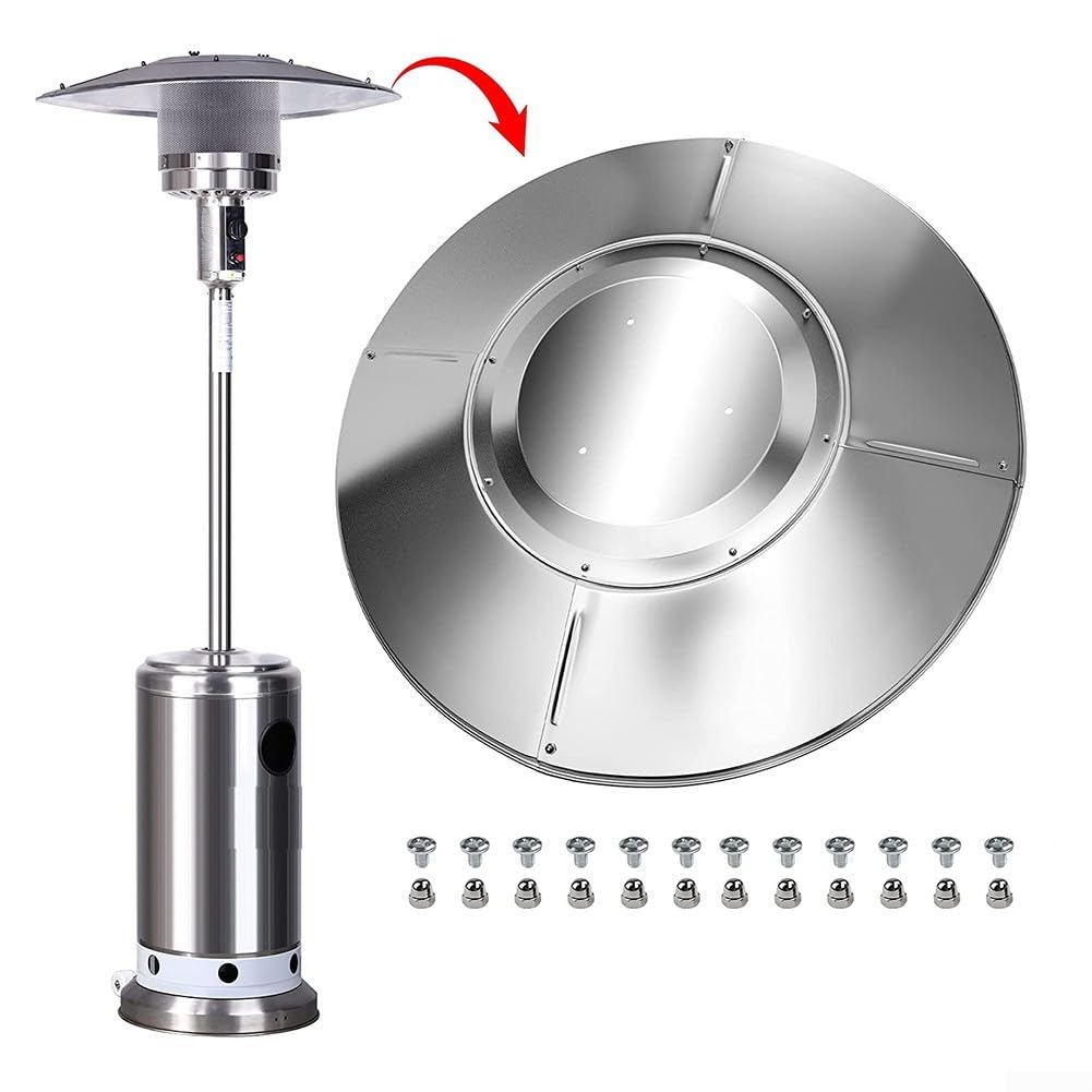 Bouclier réflecteur pour chauffage de terrasse : couvercle en aluminium pour parasol chauffant au gaz, remplacement supérieur résistant à la rouille avec matériel de montage, capuchon de protection