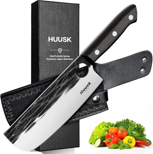 Huusk Japanese Nakiri Knife, 7 Inch Vegetable Chopping Knives with