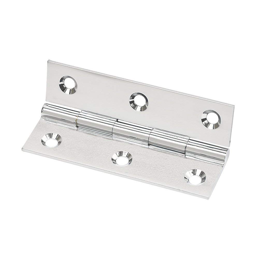 Merriway Chrome Plated Bh04288 (2 Pcs) 38Mm (1.1/2 Inch) Butt Hinge, On Solid Brass - Pack Of 2 Pieces