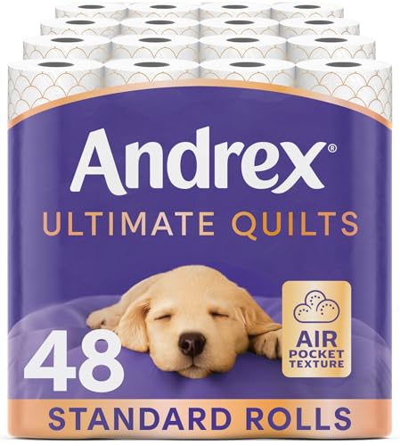 Andrex Ultimate Quilt Toilet Roll - 48 Toilet Rolls 3-Ply Bulk Buy Soft Thick Sheets FSC Certified
