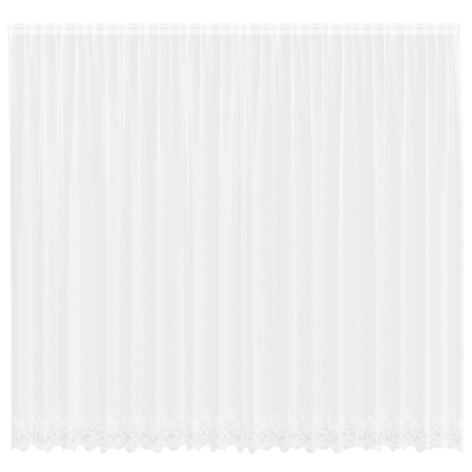 Rideau en Dentelle Floral Blanc 300 x 500 cm, Voilage Translucide et Tamisant en Polyester pour Salon et Chambre, Décoration Élégante avec 4 Options de Pose