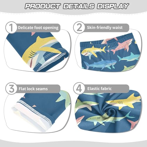 Colorful Sharks Girls' Leggings Toddler Doodles Kids Yoga Pants Dance Active Tights 4T3