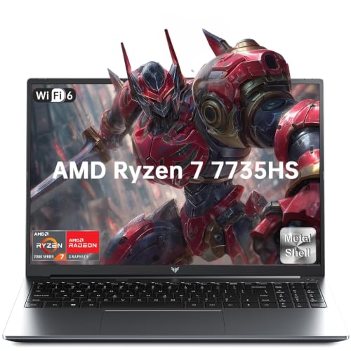 Image of Gaming Laptop with Ryzen 7 7735HS (up to 4.75GHz),16GB DDR5 512GB NVMe SSD | 16 inch Laptop with AMD Radeon 680M,Backlit KB,Windows 11,1920x1200 FHD,WiFi 6,HDMI2.0.Full Function Type-C