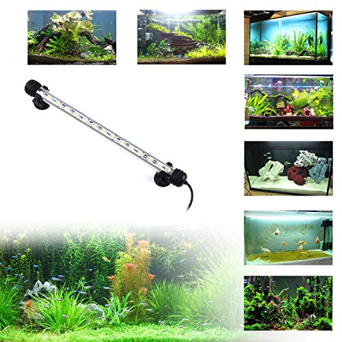 Image of LED Aquarium Light, White Fish Tank Light Underwater Submersible Bright IP68 Waterproof Crystal Glass LEDs Lights Strip Lighting Bar with ON /Off Button, 11 Inch