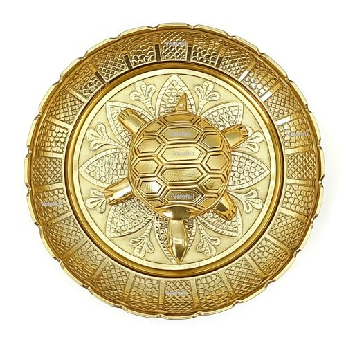 Image of 11cm & 200g Weight Large Vastu Feng Shui Pure Brass Tortoise with Plate for Career Opportunities & Good Luck, For Home & Office, Vastu Remedies, Positive Energy Showpiece, Home Decor Turtle Kachhua