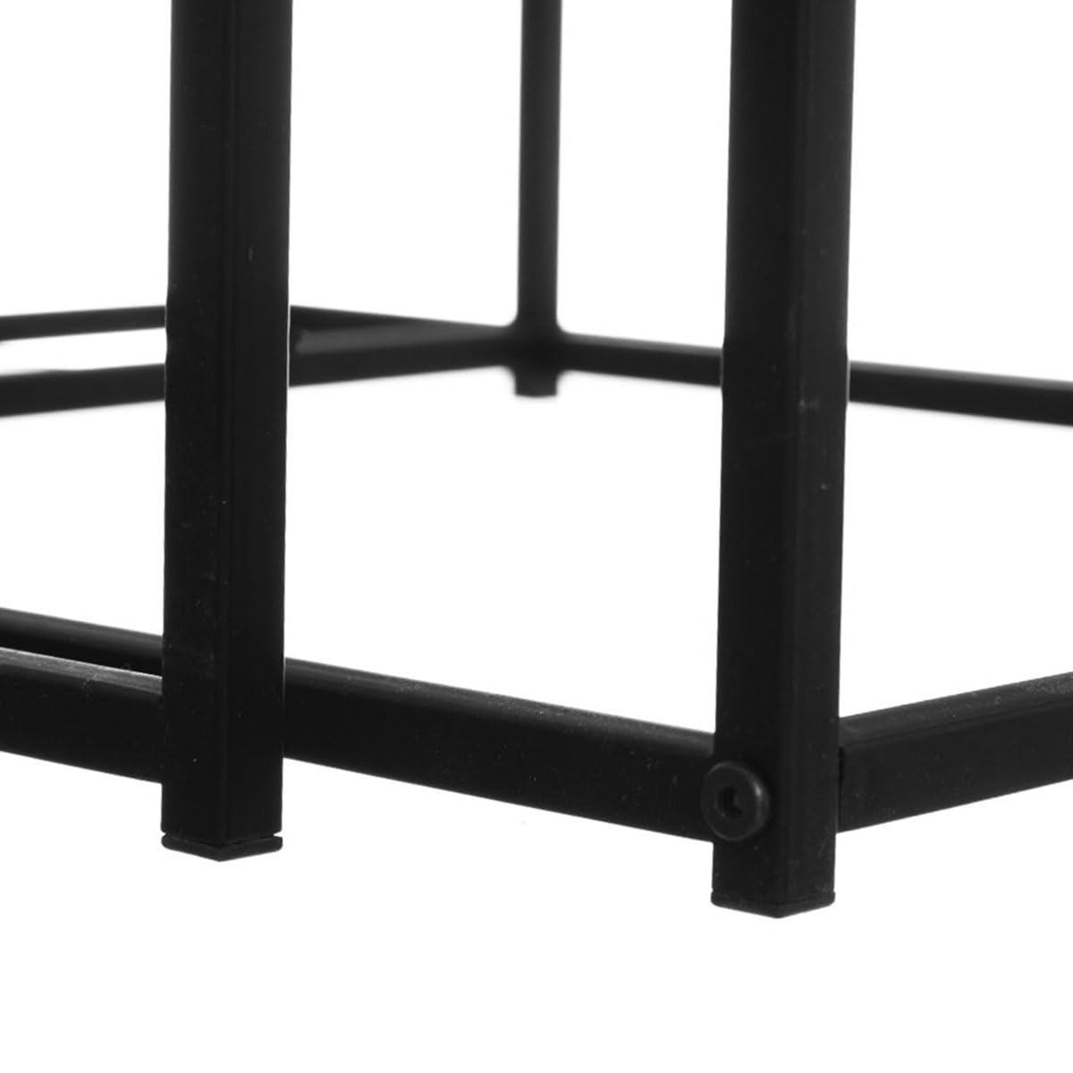 Set de 2 mesas de centro nido de madera natural y metal negro de 50x50cm | Estructura apilable de diseño moderno, auxiliar muy versátil para salón u oficina.