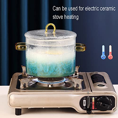 Glass Cooking Pot - 1.5L/50Oz Heat-Resistant Borosilicate Glass Handmade Cookware Set Stovetop Pot - Safe For Pasta Noodle, Soup, Milk, Tea Blue #TOP3