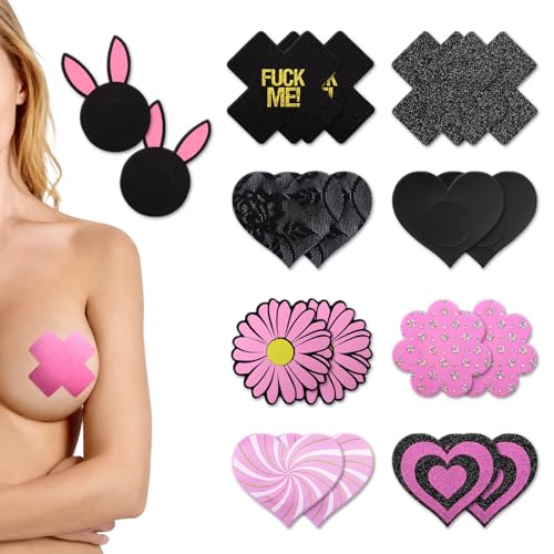 Image of Glitters Pasties Rave Pack Nipple Covers Stickers Disposable Sticky Breast Petals Bra for Women Rave Outfit Party