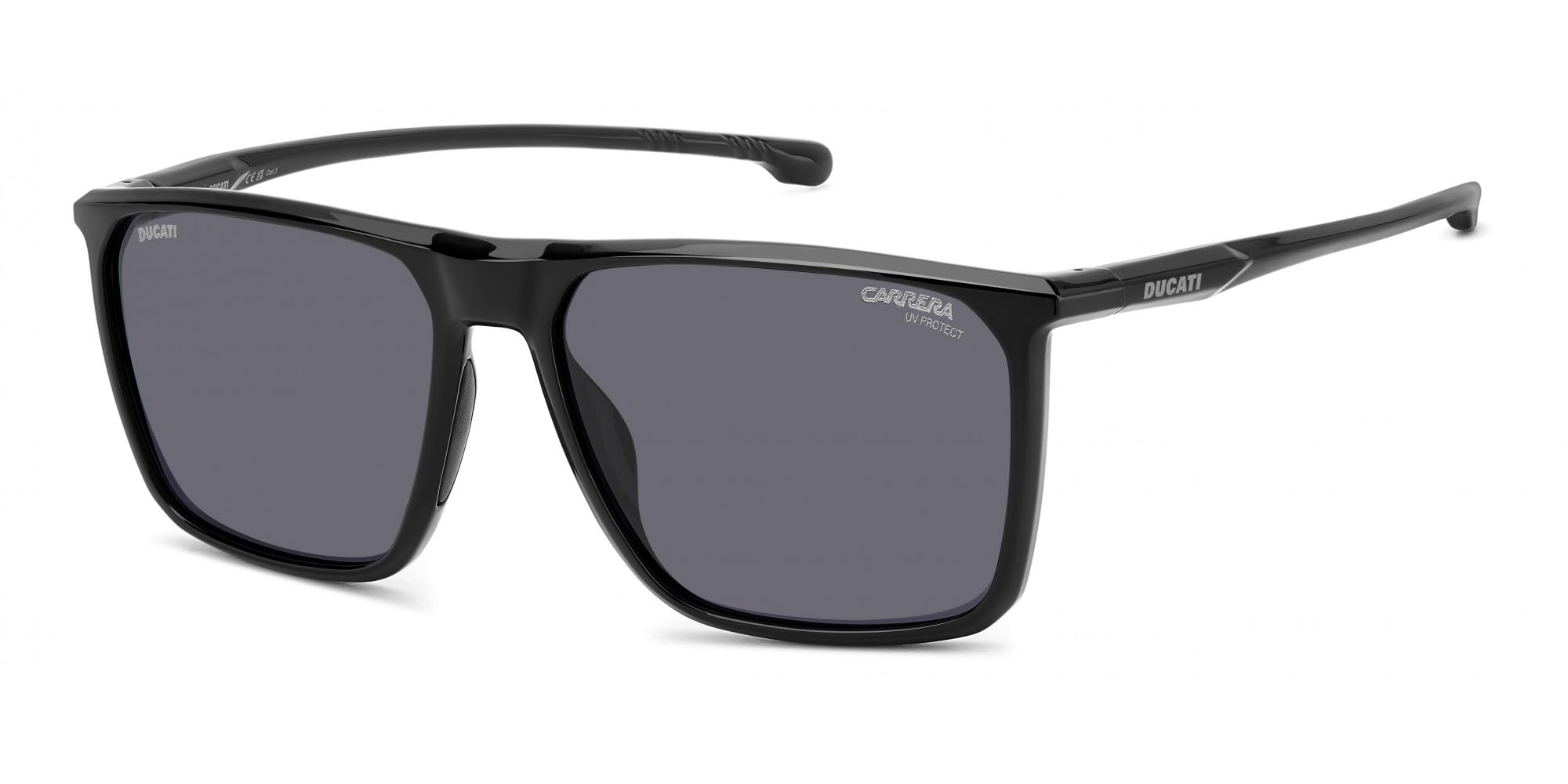 Carrera Unisex Black Sporty Sunglasses With Flat-Top Design