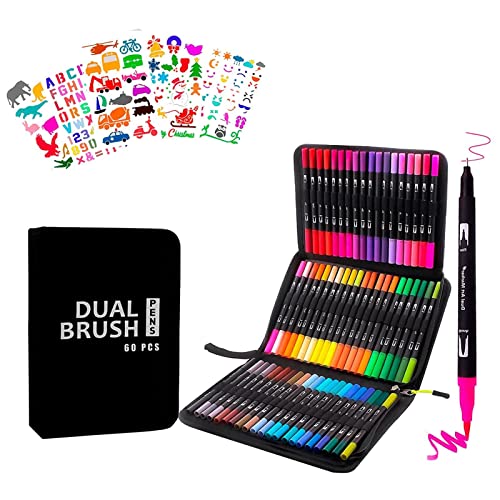 canetas pincel duplo - Caneta pincel marcadores duplos - Art Markers Set Tip Brush Pen, Fine & Brush